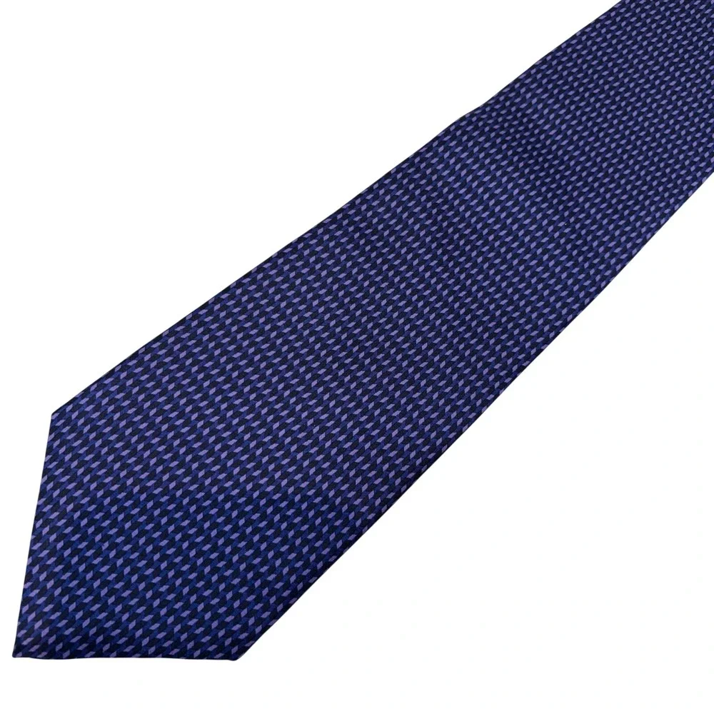 St Bernard Mens Silk Necktie Purple Blue Geometric‎ Diamond Pattern 0966271